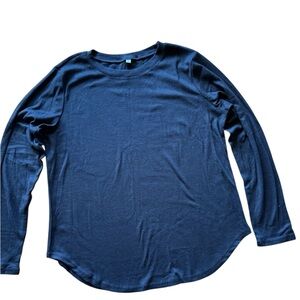 Black Long Sleeve Tunic Top Women’s Large Soft Stretch Crew Neck Casual Basic